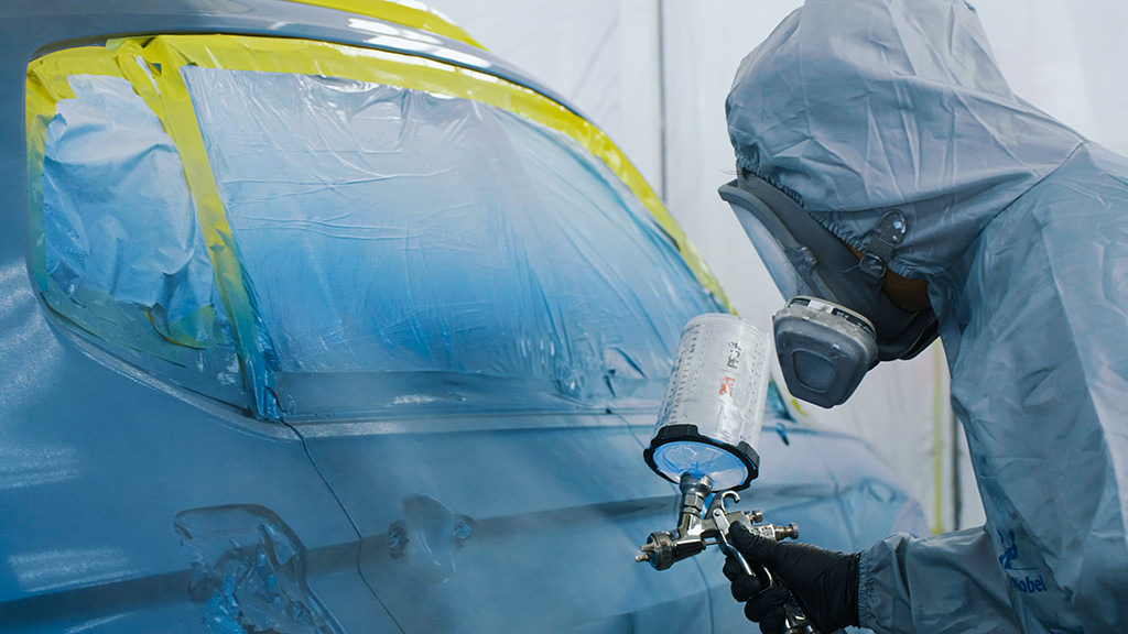 a car that is being painted