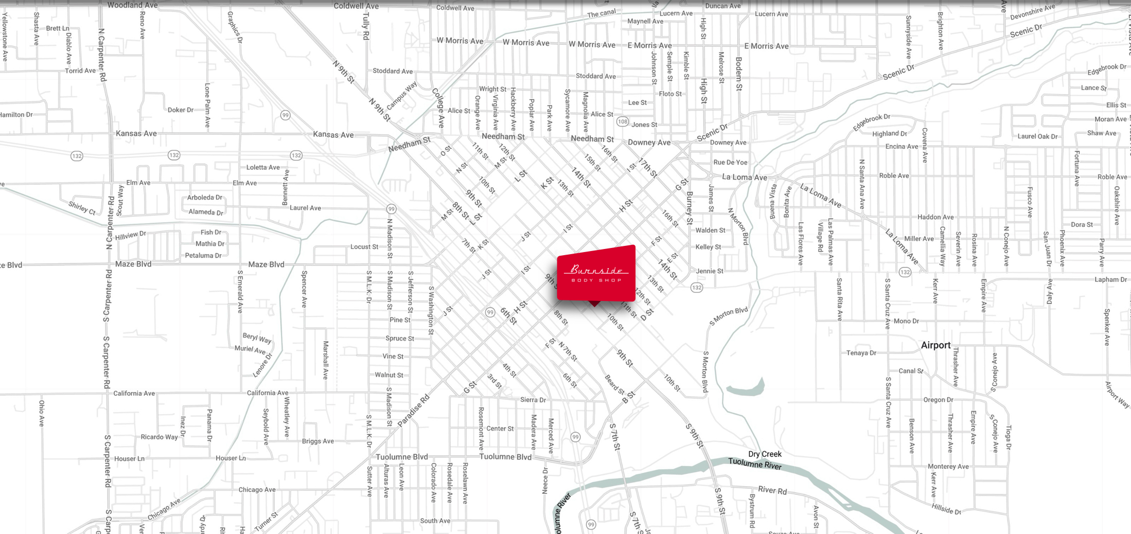 Map showing Burnside Body Shop